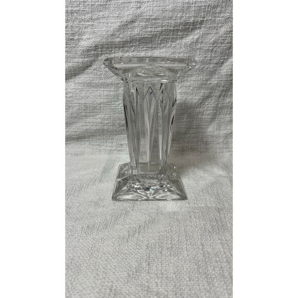 Vintage 7” Quad Prism Square Crystal Pedestal Pillar Vase Candle Holder - Picture 1 of 4